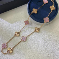 [Luxe jewelry]CLOVER 10 MOTIFS  LASER PINK MOP NECKLACE