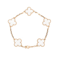 [Luxe jewelry]CLOVER 5 MOTIF ROCK CRYSTAL PINK GOLD BRACELET