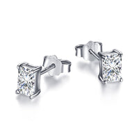 [Luxe jewelry]Stylish Shiny Rectangular Center Stone Stud Earrings