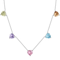 [Luxe jewelry]Sparkling Colorful Heart Cut Necklace