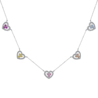 [Luxe jewelry]Sparkling Five Heart Necklace