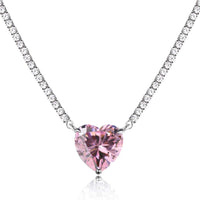 [Luxe jewelry]8.0 Carat Versatile Colorful Sweet Heart-Shaped Tennis Necklace