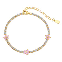 [Luxe jewelry]Sparkling Flower Shape Tennis Bracelet