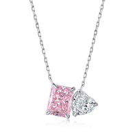 [Luxe jewelry]Dazzling Square & Heart Shape Necklace