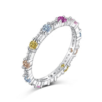 [Luxe jewelry]Sparkling Colorful Round Cut Tennis Ring