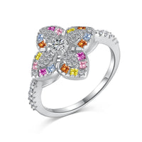 [Luxe jewelry]Luxurious Colorful Flower Shape Banquet Ring