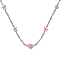 [Luxe jewelry]Dazzling Pink Heart Flower Necklace