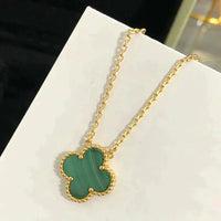 [Luxe jewelry]CLOVER 15MM MALACHITE SINGLE FLOWER  NECKLACE