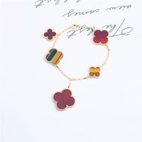[Luxe jewelry]CLOVER BRACELET 5 MOTIFS CARNELIAN TIGER EYE