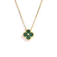 [Luxe jewelry]CLOVER 15MM DIAMOND TURQUOISE NECKLACE