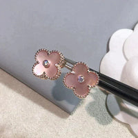 [Luxe jewelry]CLOVER MEDIUM 1 MOTIFS  PINK MOP DIAMOND EARRINGS