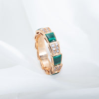 [Luxe jewelry]SERPENTI RING PINK GOLD MALACHITE DIAMOND PAVED 4MM