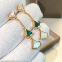 [Luxe jewelry]DREAM EARRINGS 3 MOTIFS MALACHITE MOP PINK GOLD