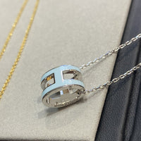 [Luxe jewelry]POP H LIGHT BLUE NECKLACE
