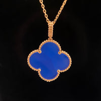 [Luxe jewelry]CLOVER 25MM NECKLACE TURQUOISE ROSE GOLD