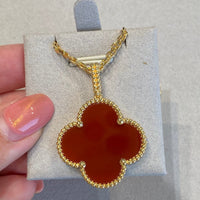 [Luxe jewelry]CLOVER 25MM NECKLACE GOLD CARNELIAN