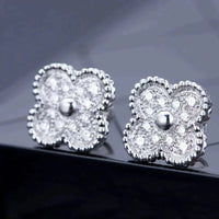 [Luxe jewelry]CLOVER 1 MOTIFS DIAMOND STUD EARRINGS SILVER