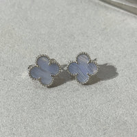 [Luxe jewelry]CLOVER CHALCEDONY SILVER STUD EARRINGS