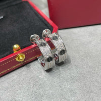 [Luxe jewelry]LOVE CERAMIC DIAMOND PAVED SILVER EARRINGS