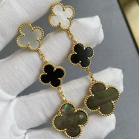 [Luxe jewelry]CLOVER 3 MOTIF MOP ONYX DARK MOP PINK GOLD EARRINGS