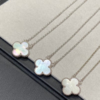 [Luxe jewelry]CLOVER MEDIUM SILVER WHITE MOP NECKLACE