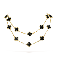 [Luxe jewelry]CLOVER 20 MOTIFS ONYX NECKLACE