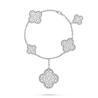 [Luxe jewelry]CLOVER 6 MOTIFS SILVER DIAMOND BRACELET