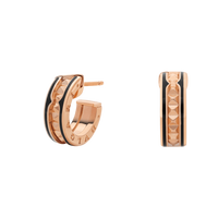 [Luxe jewelry]ZERO 1 ROCK PINK GOLD EARRINGS WITH STUDDED SPIRAL AND BLACK CERAMIC