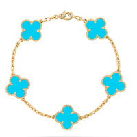 [Luxe jewelry]CLOVER 5 MOTIFS TURQUOISE BRACELET