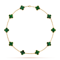 [Luxe jewelry]CLOVER 10 MOTIFS MALACHITE NECKLACE