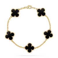 [Luxe jewelry]CLOVER  5 MOTIFS BLACK ONYX BRACELET