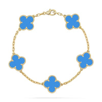 [Luxe jewelry]CLOVER 5 MOTIFS BLUE AGATE BRACELET