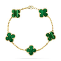 [Luxe jewelry]CLOVER 5 MOTIFS MALACHITE BRACELET