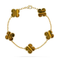 [Luxe jewelry]CLOVER  5 MOTIFS TIGER EYE BRACELET