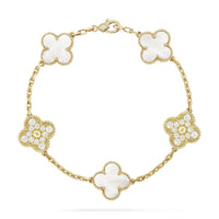 [Luxe jewelry]CLOVER BRACELET 5 MOTIF WHITE MOP DIAMOND