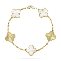 [Luxe jewelry]CLOVER BRACELET 5 MOTIF WHITE MOP PINK GOLD