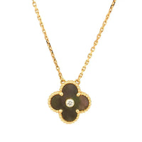 [Luxe jewelry]CLOVER 15MM DIAMOND AND MOTHER-OF-GREY NECKLACE