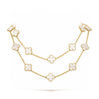 [Luxe jewelry]CLOVER 20 MOTIFS WHITE MOP NECKLACE
