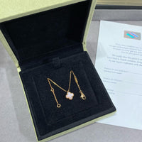 [Luxe jewelry]CLOVER 15MM PINK MOTHER-OF-PEARL SINGLE FLOWER NECKLACE