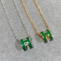 [Luxe jewelry]POP H GREEN NECKLACE SILVER AND GOLD