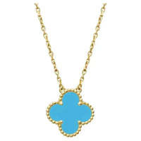 [Luxe jewelry]CLOVER 15MM VINTAGE TURQUOISE NECKLACE