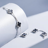 [Luxe jewelry]CLOVER 5 MOTIF VEINED ONYX BRACELET SILVER