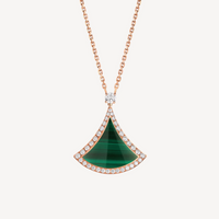 [Luxe jewelry]DREAM MALACHITE DIAMOND PAVED PINK GOLD NECKLACE