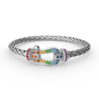 [Luxe jewelry]FORC LARGE HORSESHOE  COLORED DIAMOND BRACELET SILVER