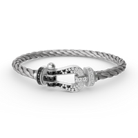 [Luxe jewelry]FORCE LARGE HORSESHOE BLACK WHITE DIAMOND BRACELET SILVER