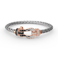 [Luxe jewelry]FORCE LARGE HORSESHOE BLACK WHITE DIAMOND BRACELET ROSE GOLD