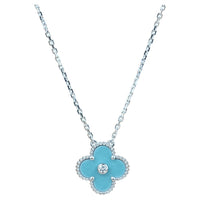 [Luxe jewelry]CLOVER 15MM DIAMOND SVRES PORCELAIN  NECKLACE SILVER