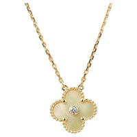 [Luxe jewelry]CLOVER 15MM DIAMOND GOLD MOTHER OF PEARL NECKLACE