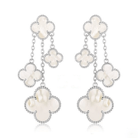 [Luxe jewelry]CLOVER EARRINGS WHITE MOP 4 MOTIFS SILVER