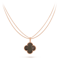 [Luxe jewelry]CLOVER 25MM GOLD DARK MOP BIG CLOVER NECKLACE